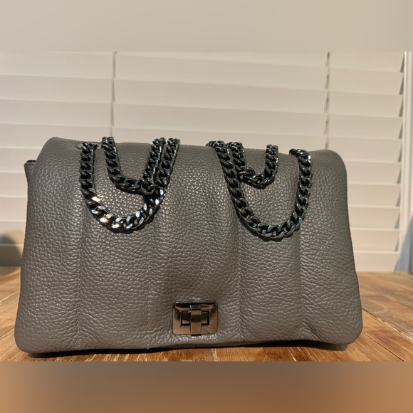 Caviar grey full single flap with navy leather lining designer bag by Virsa bag - Picture 2 of 14